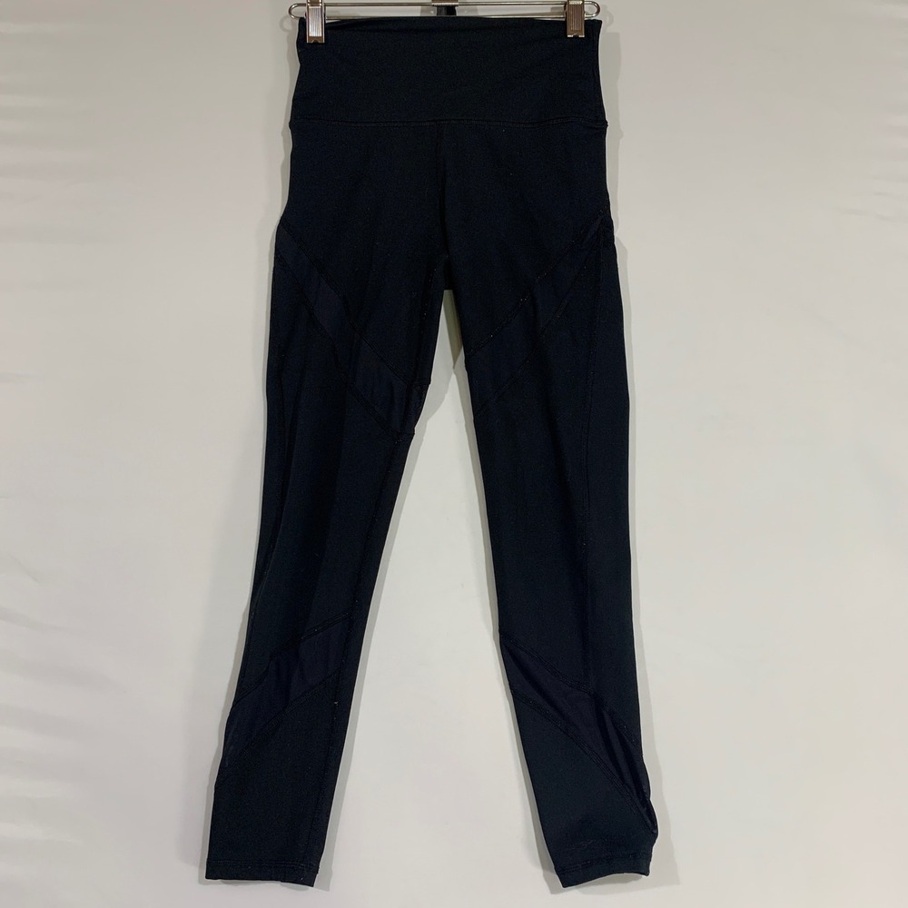 Aerie Women's Size Small Pants Black High Waisted Mesh Detail‎ Athletic Yoga